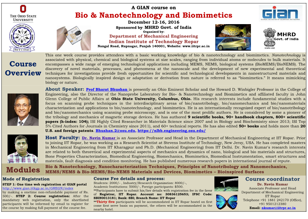 Bio & Nanotechnology and Biomimetics