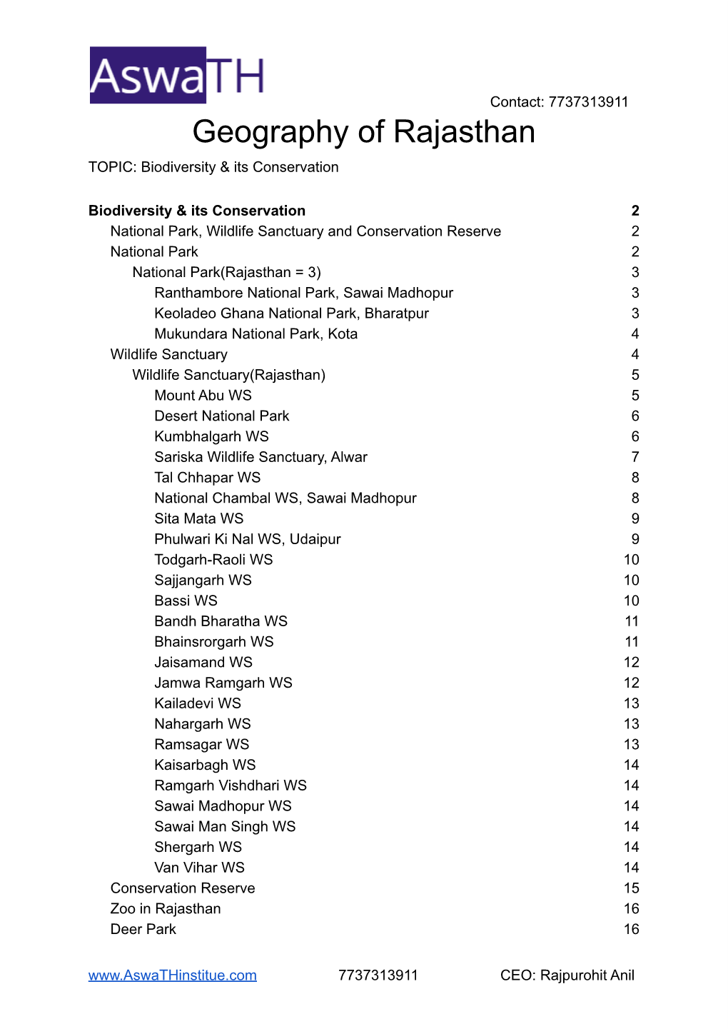 Biodiversity & Its Conservation (Sample)