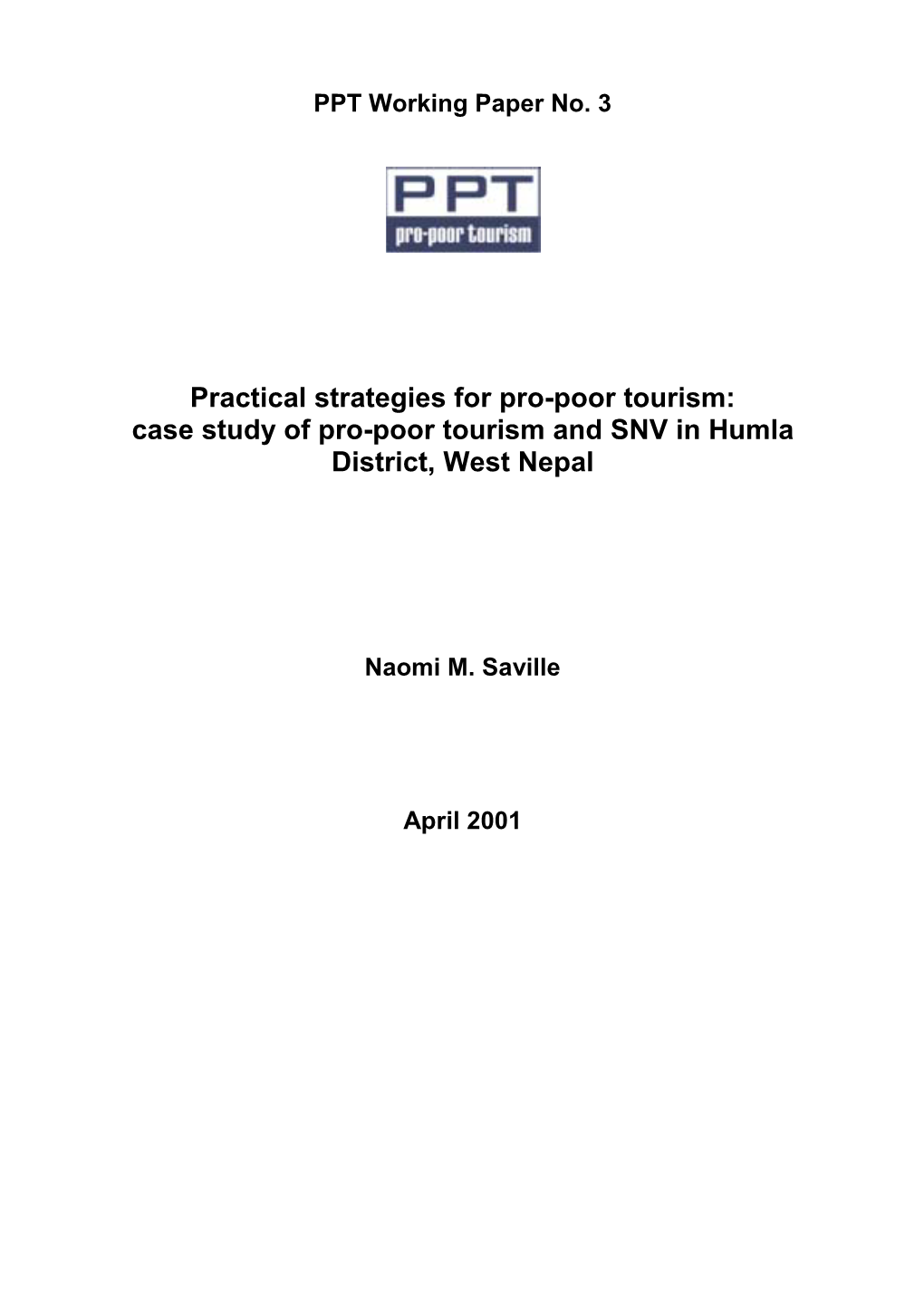 Case Study of Pro-Poor Tourism and SNV in Humla District, West Nepal