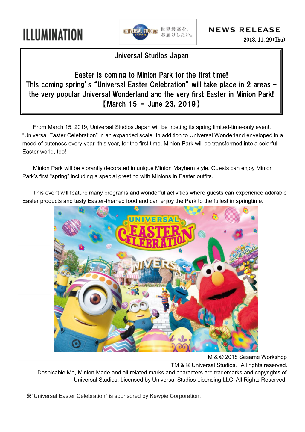 Universal Studios Japan Easter Is Coming to Minion Park for the First