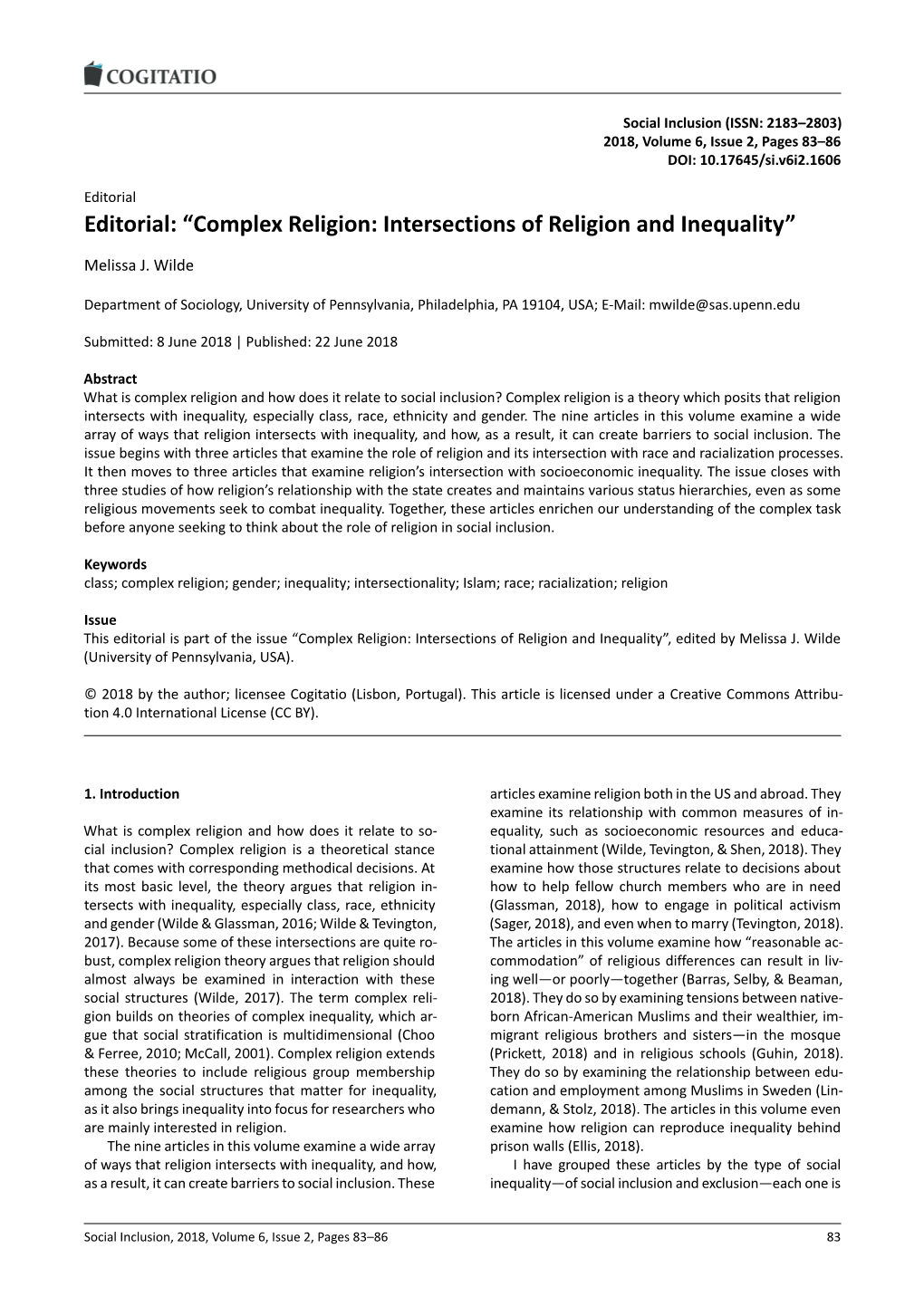 Complex Religion: Intersections of Religion and Inequality”