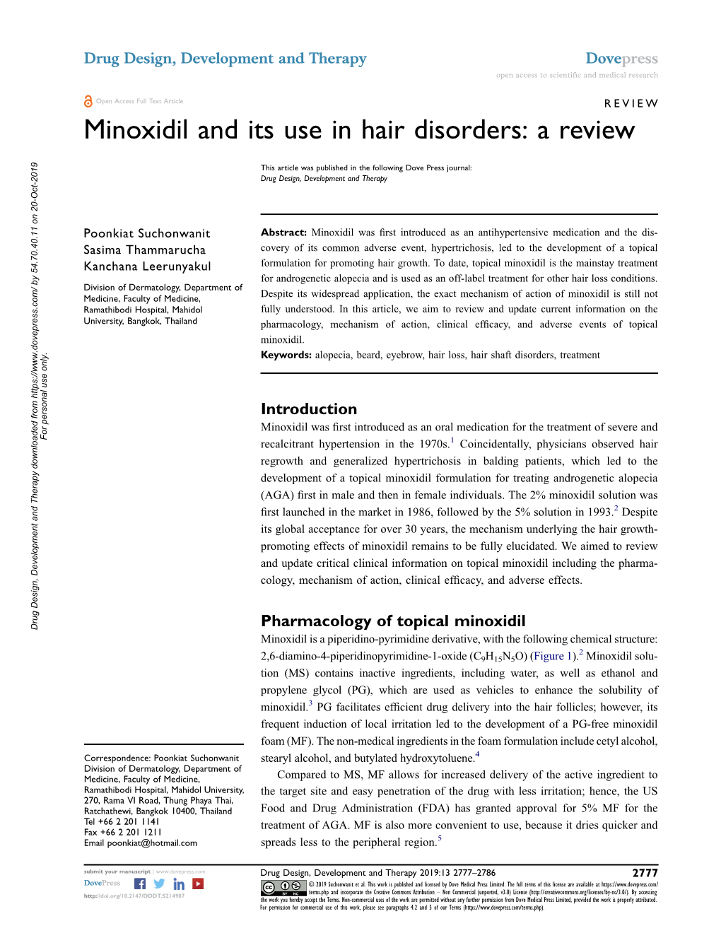 Minoxidil and Its Use in Hair Disorders: a Review