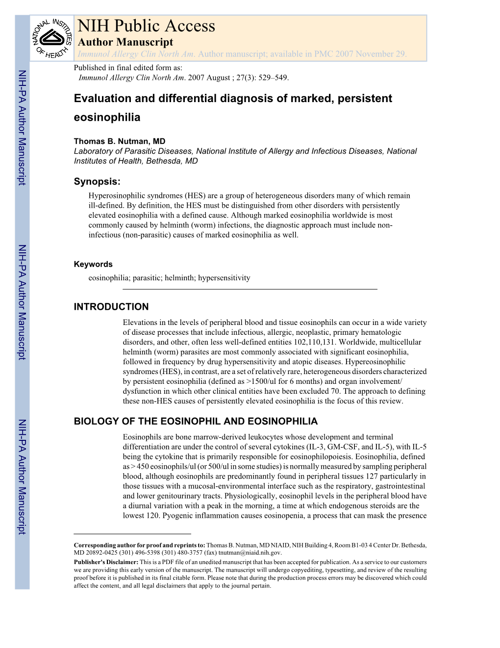 NIH Public Access Author Manuscript Immunol Allergy Clin North Am