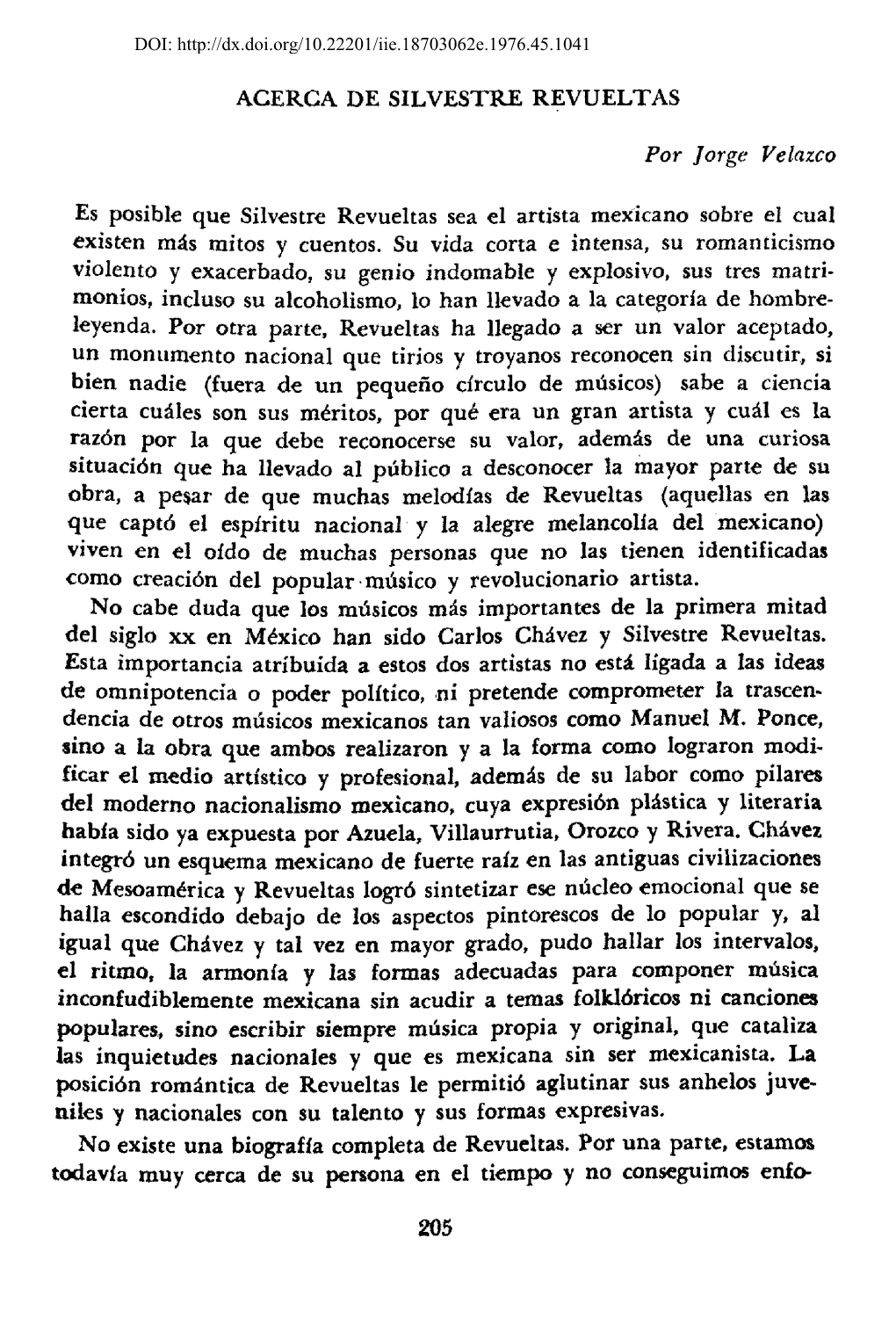 Analesiie45, UNAM, 1976. Acerca De Silvestre Revueltas