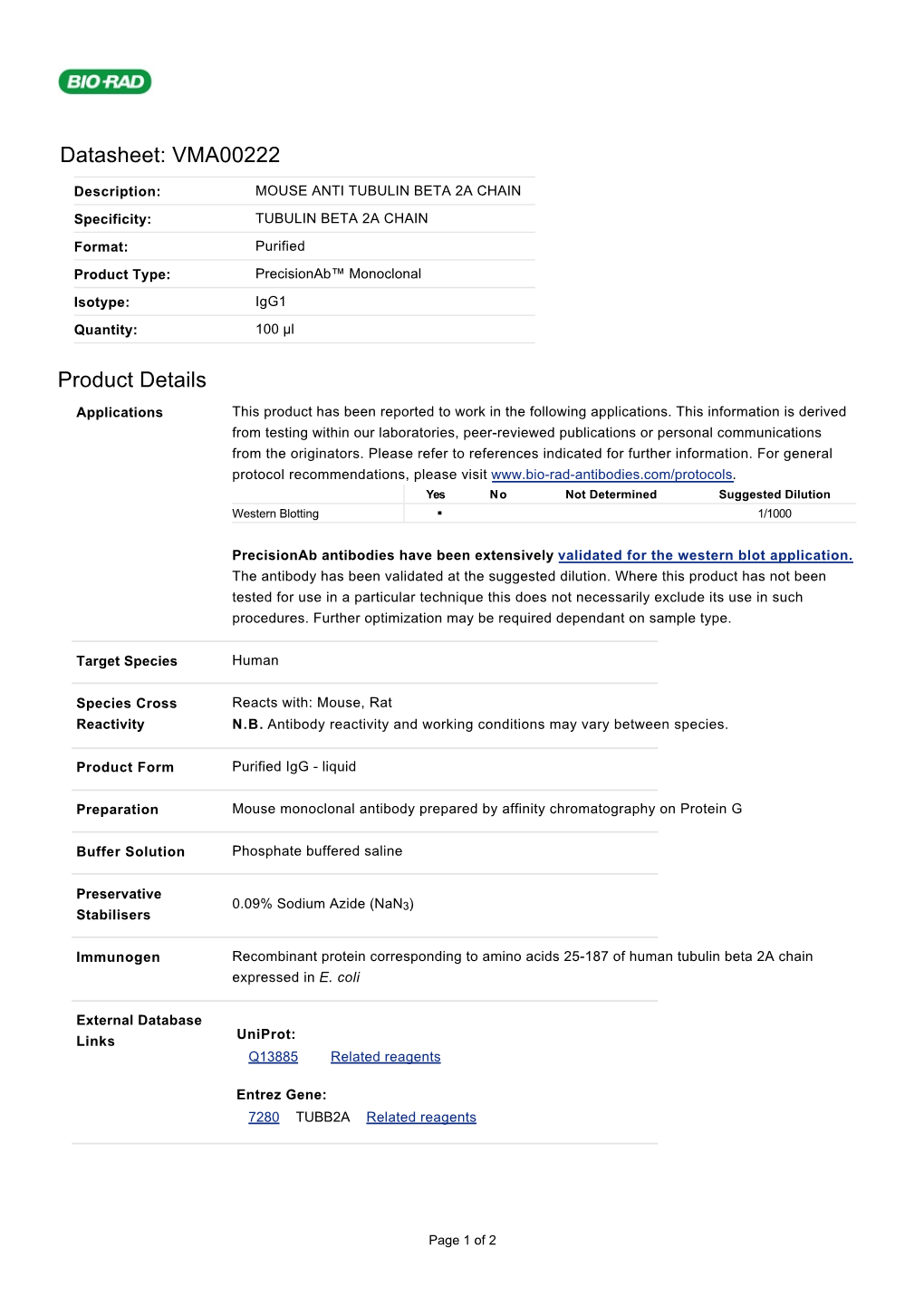 Datasheet: VMA00222 Product Details