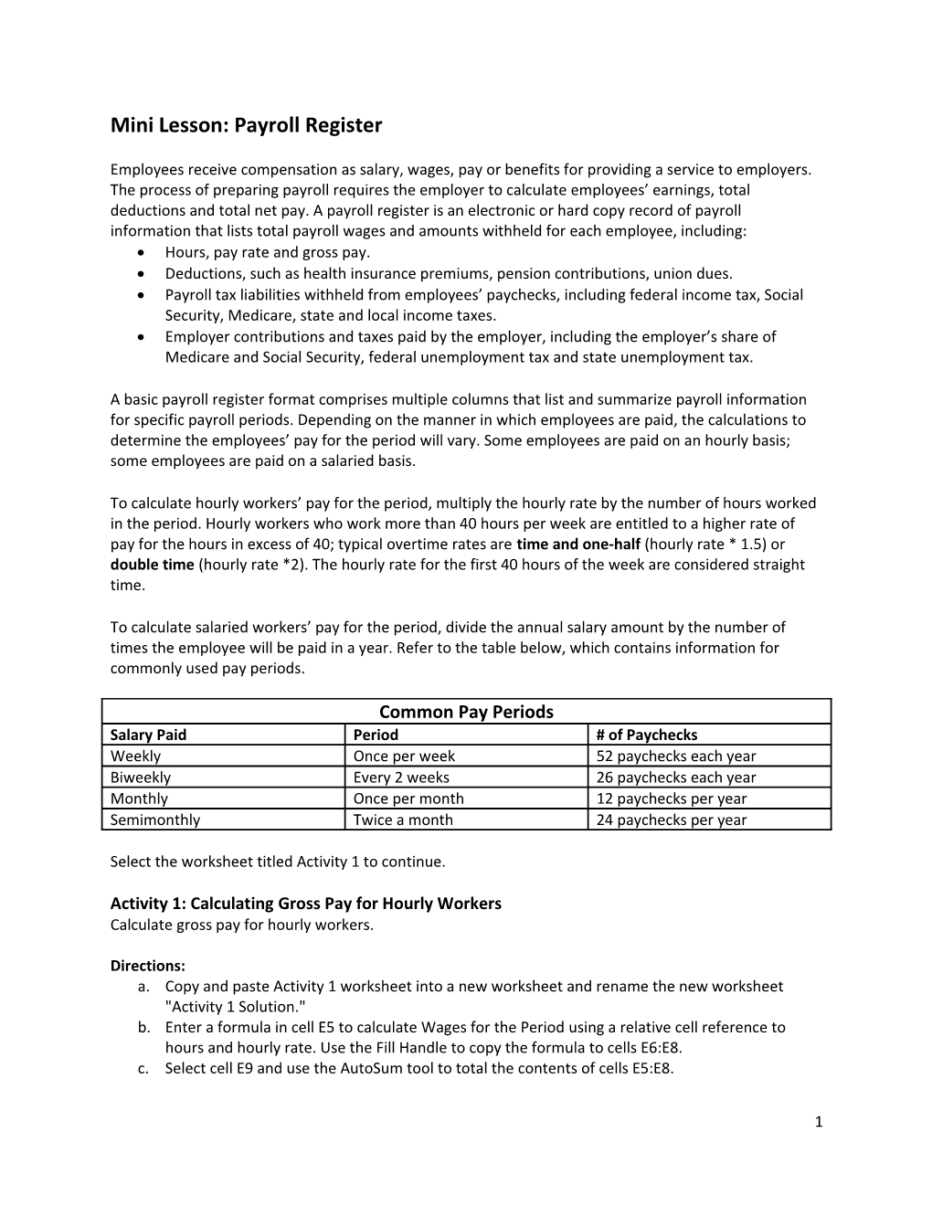 Mini Lesson: Payroll Register s1