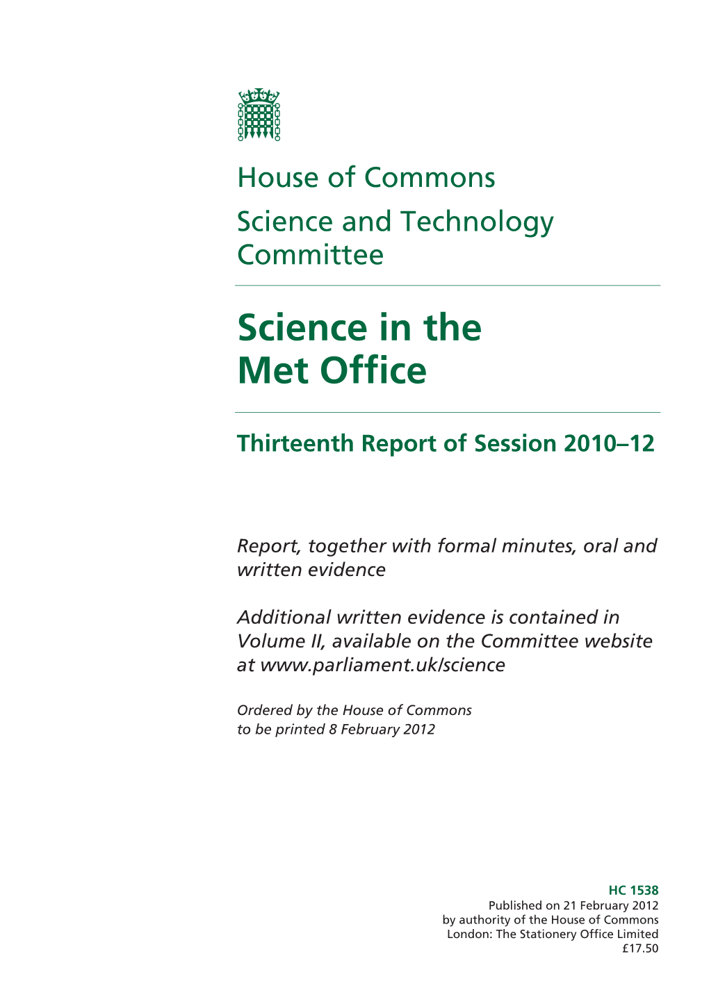 Science in the Met Office