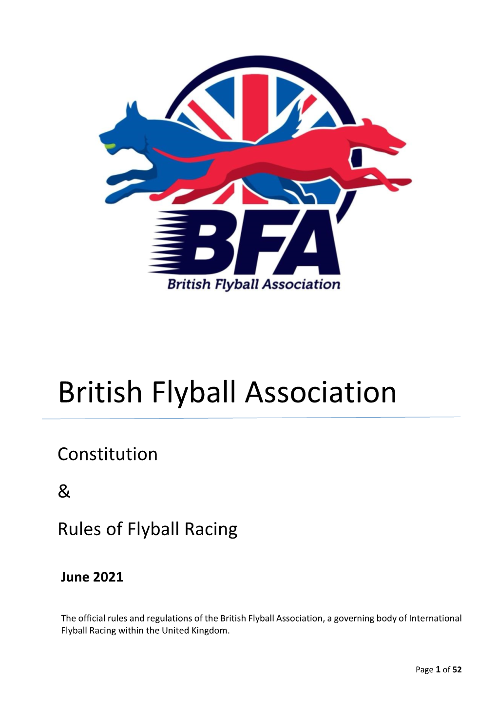 BFA Constitution & Rules of Flyball Racing June 2021