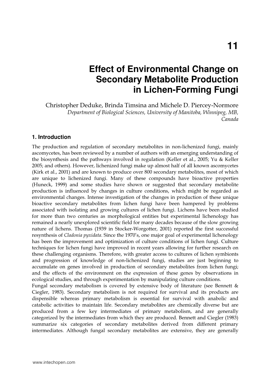Effect of Environmental Change on Secondary Metabolite Production in Lichen-Forming Fungi