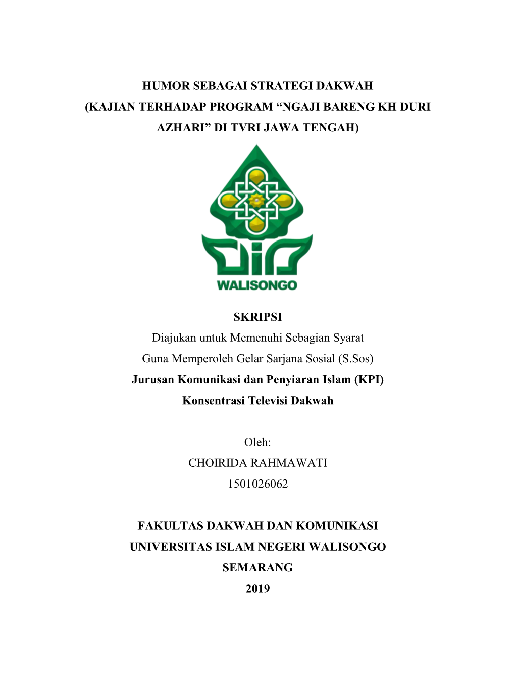 Kajian Terhadap Program “Ngaji Bareng Kh Duri Azhari” Di Tvri Jawa Tengah