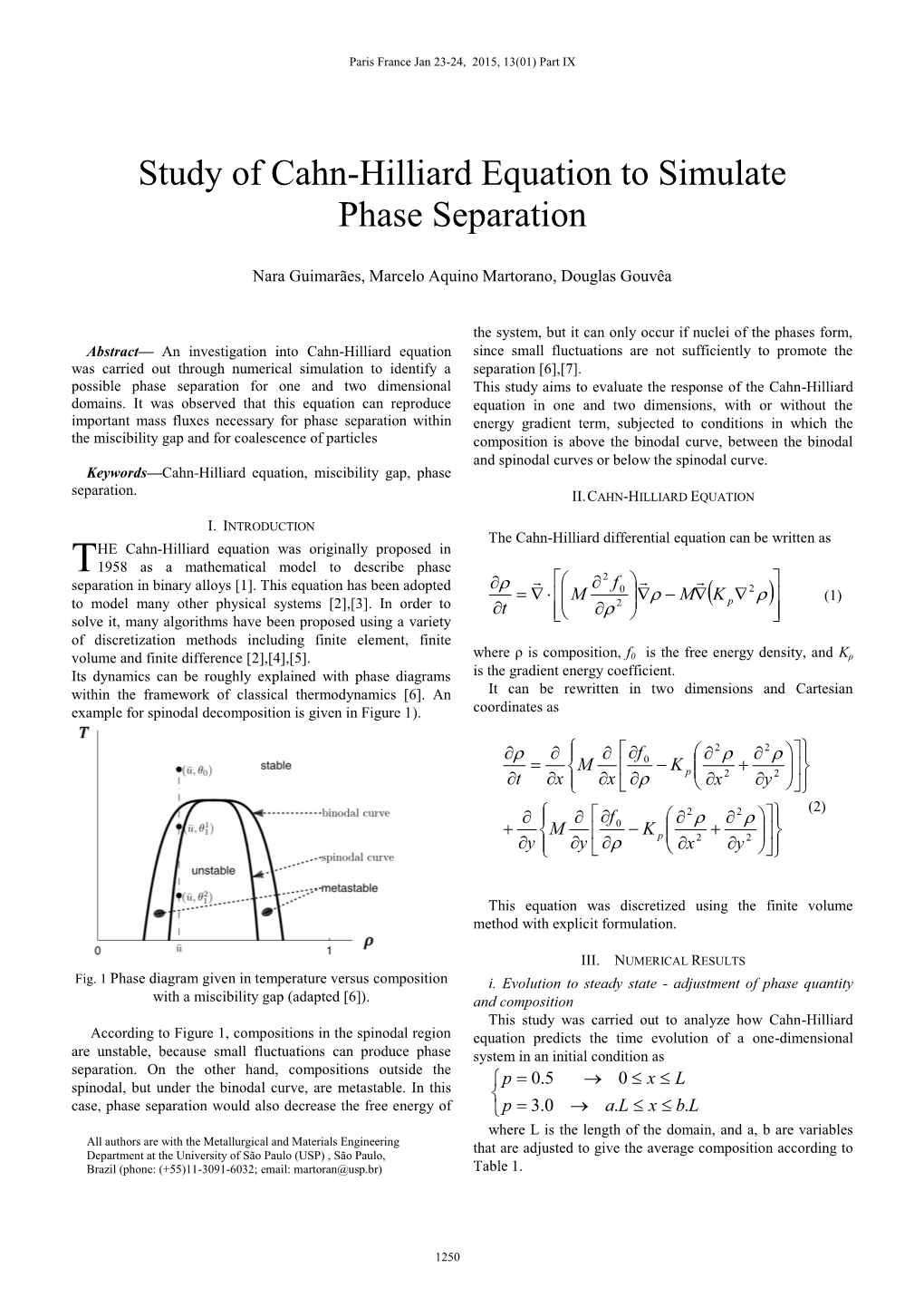 Study of Cahn-Hilliard Equation to Simulate Phase Separation