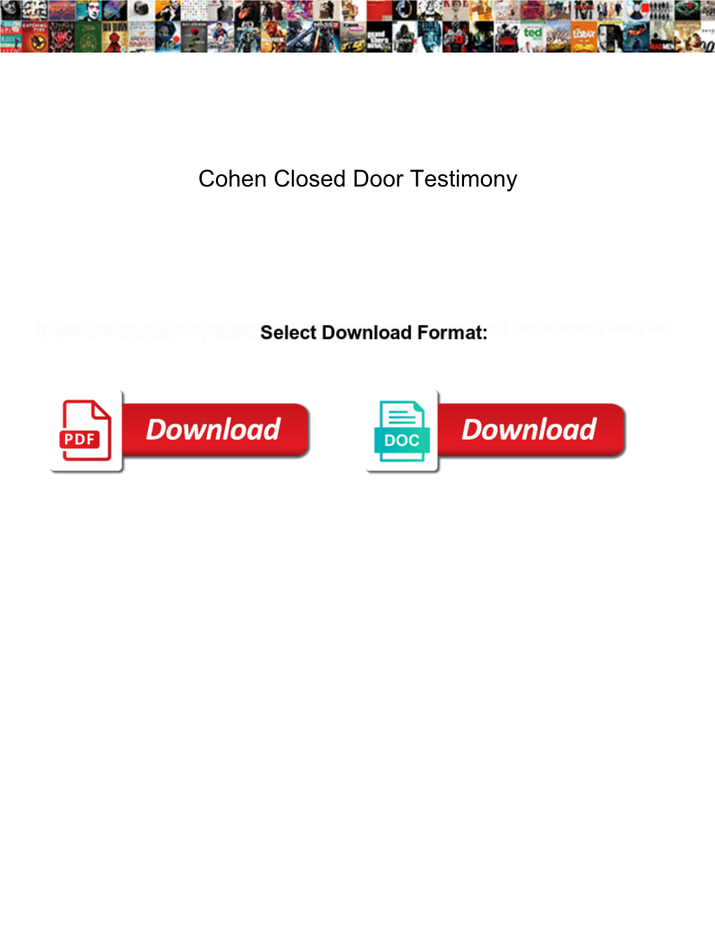 Cohen Closed Door Testimony