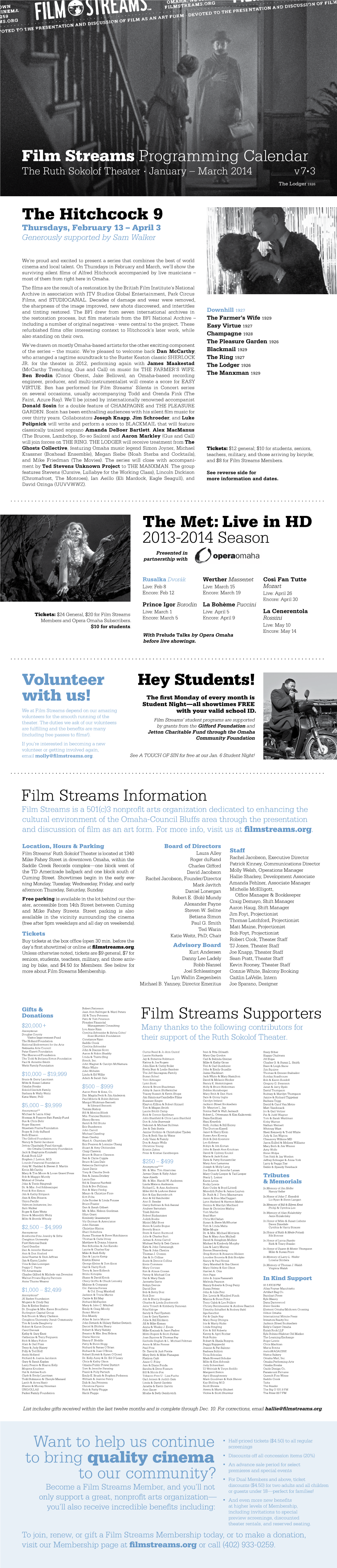 Film Streams Programming Calendar Film Streams Supporters Want to Help Us Continue to Bring Quality Cinema to Our Community?