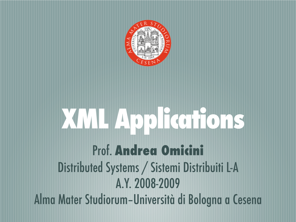 XML Applications Prof