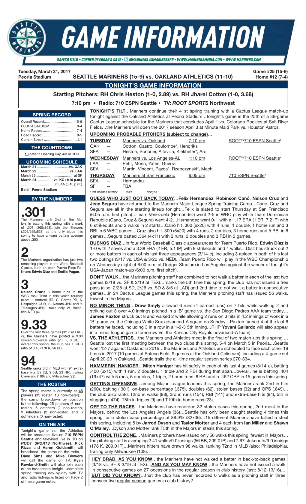 03.21.17 ST Game Notes.Indd