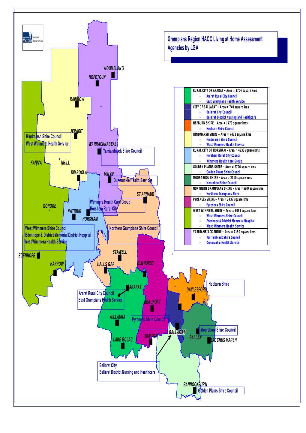 Grampians Region HACC Living at Home Assessment Agencies by LGA