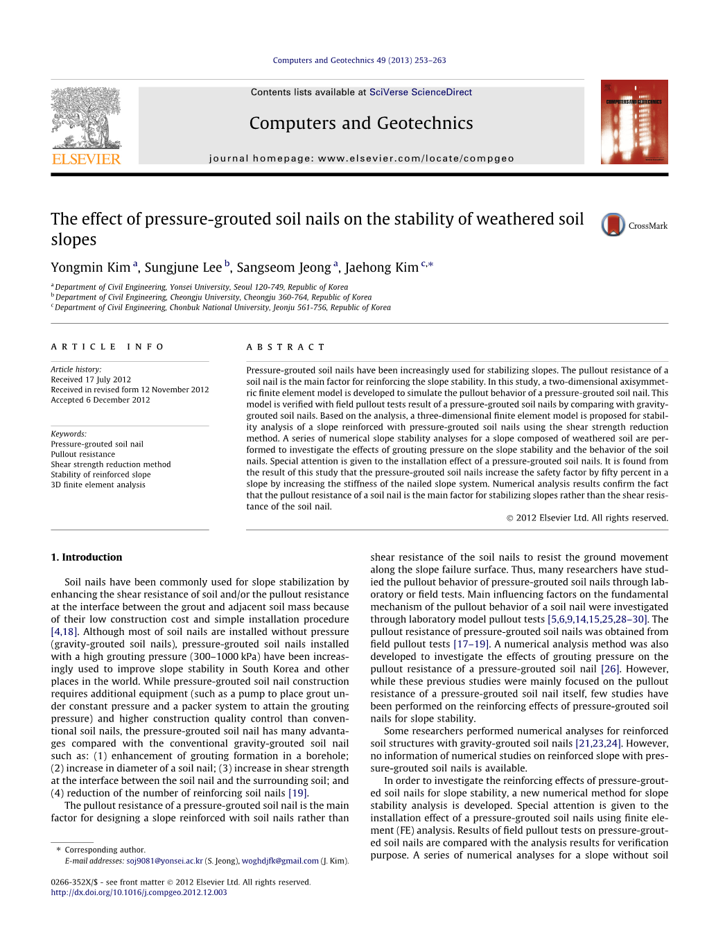 The Effect of Pressure-Grouted Soil Nails on the Stability of Weathered