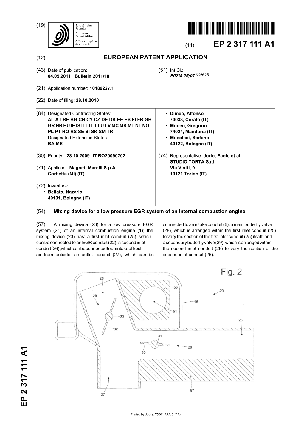 Mixing Device for a Low Pressure EGR System of an Internal Combustion Engine