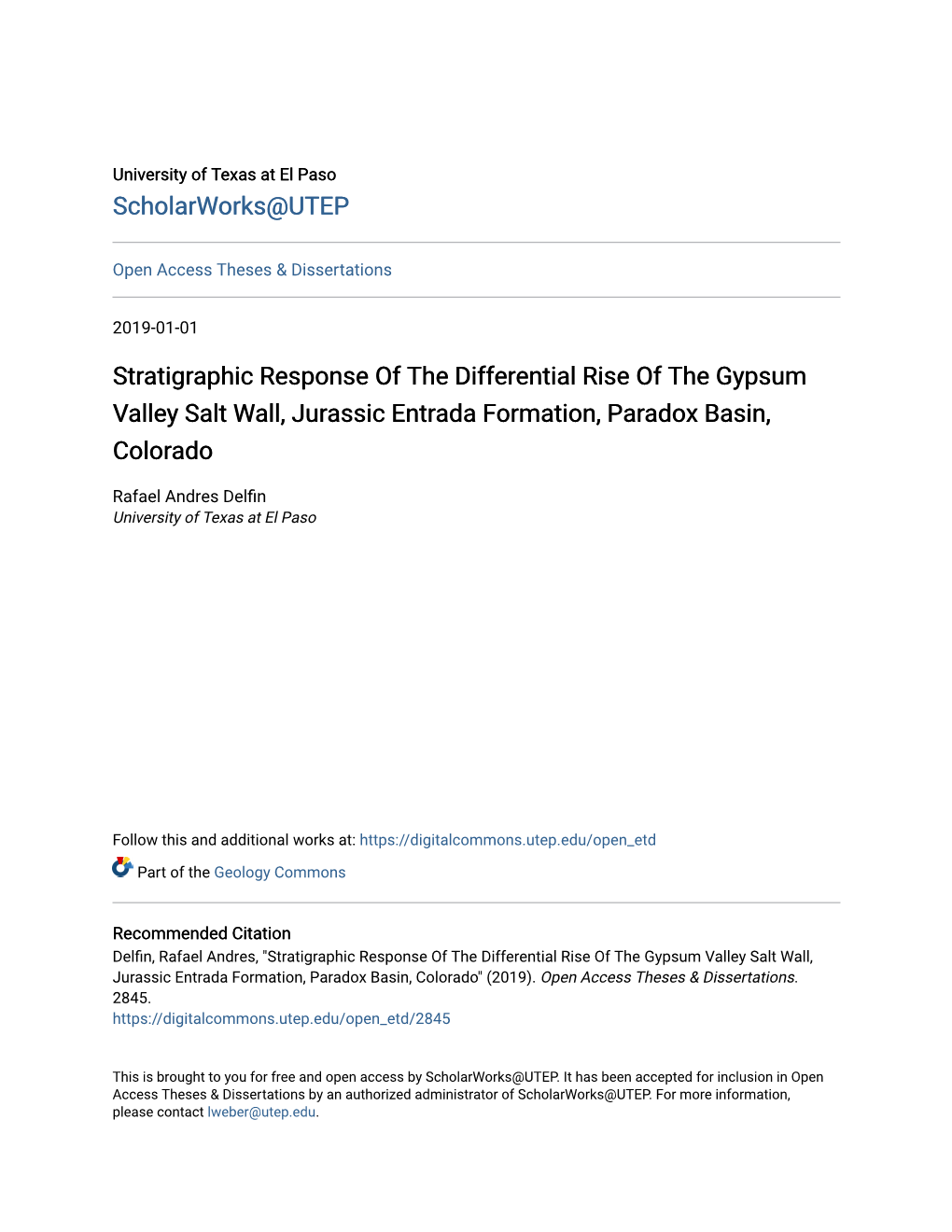 Stratigraphic Response of the Differential Rise of the Gypsum Valley Salt Wall, Jurassic Entrada Formation, Paradox Basin, Colorado