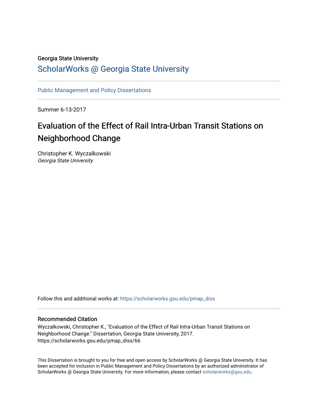 Evaluation of the Effect of Rail Intra-Urban Transit Stations on Neighborhood Change