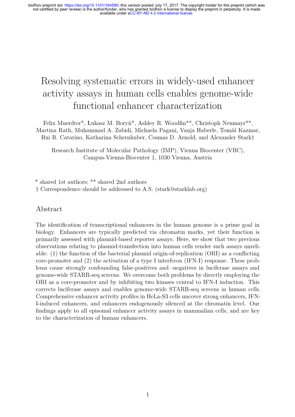 Resolving Systematic Errors in Widely-Used Enhancer Activity Assays in Human Cells Enables Genome-Wide Functional Enhancer Characterization