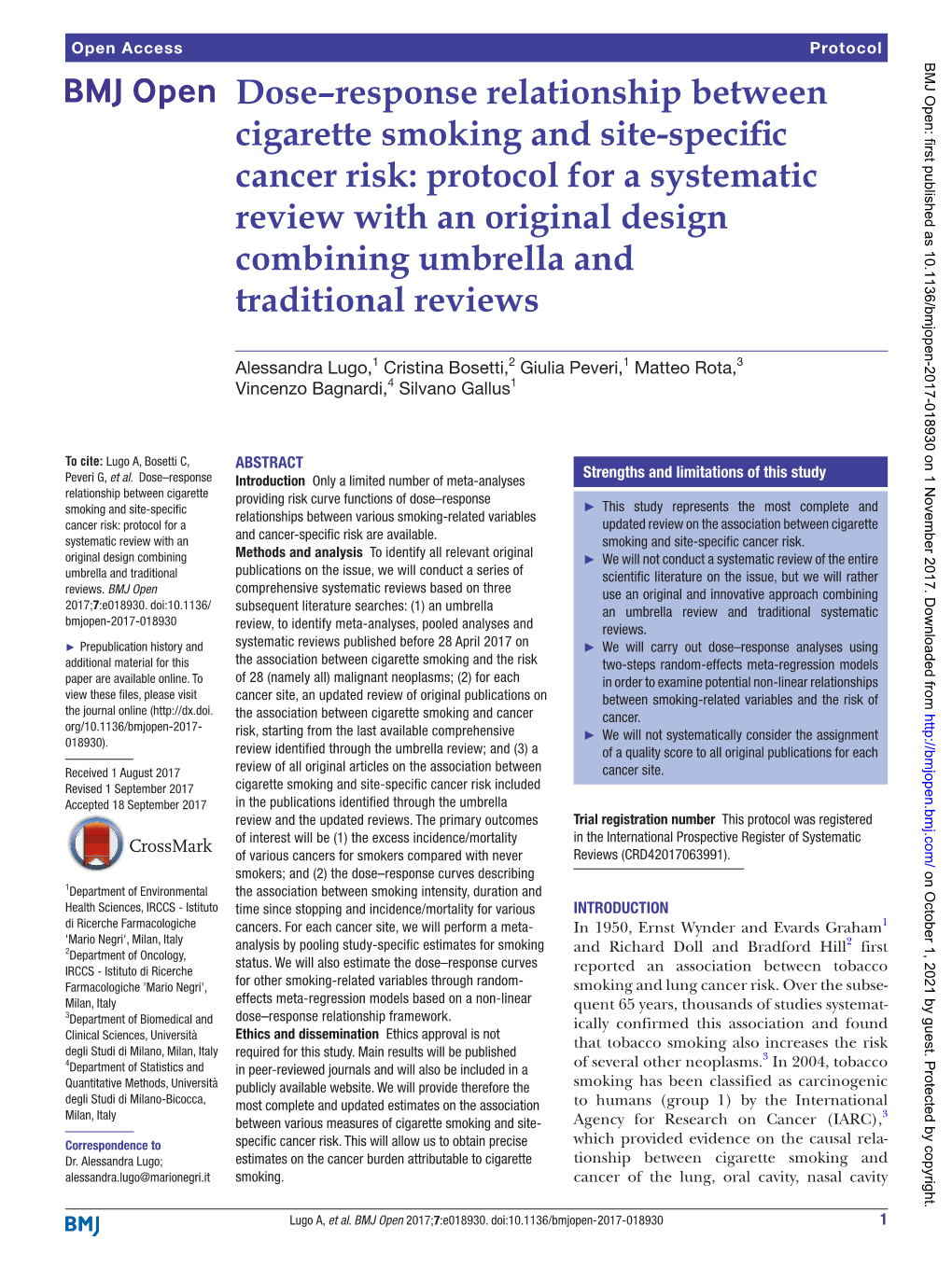 Dose–Response Relationship Between Cigarette Smoking and Site-Specific Cancer Risk