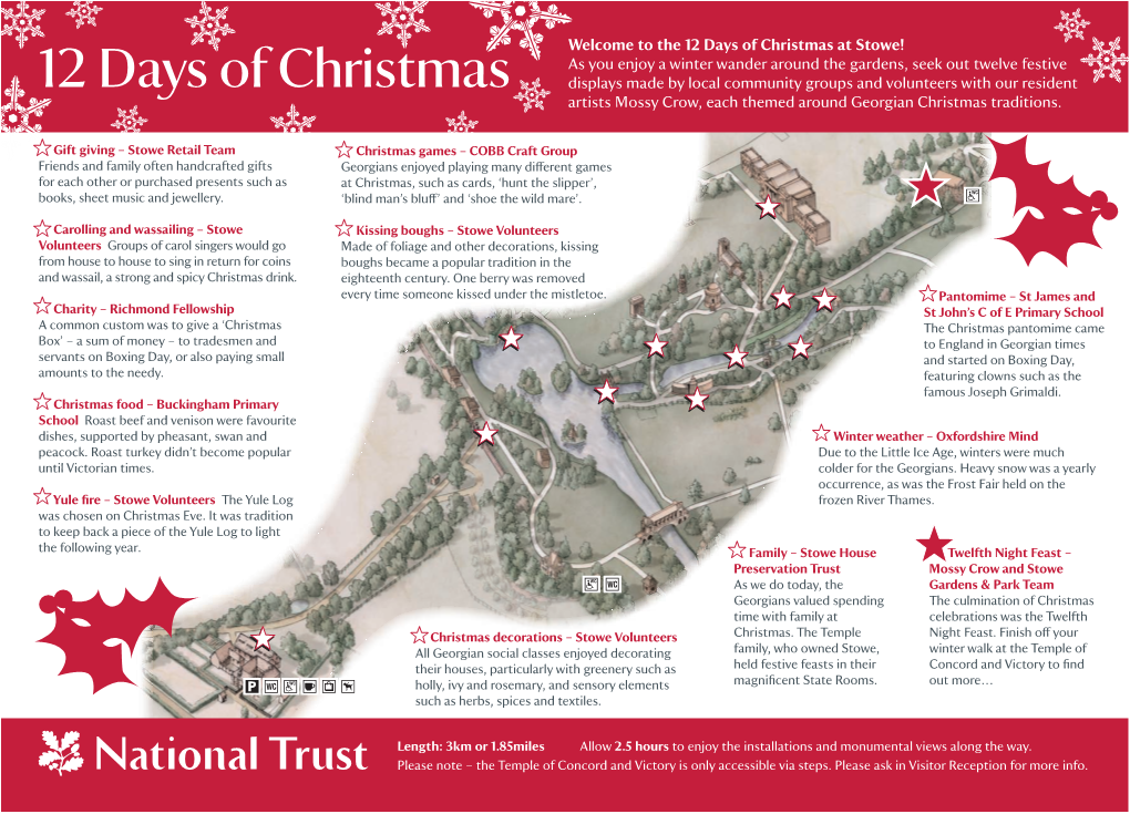 12 Days of Christmas at Stowe! P As You Enjoy a Winter Wander Around the Gardens, Seek out Twelve Festive