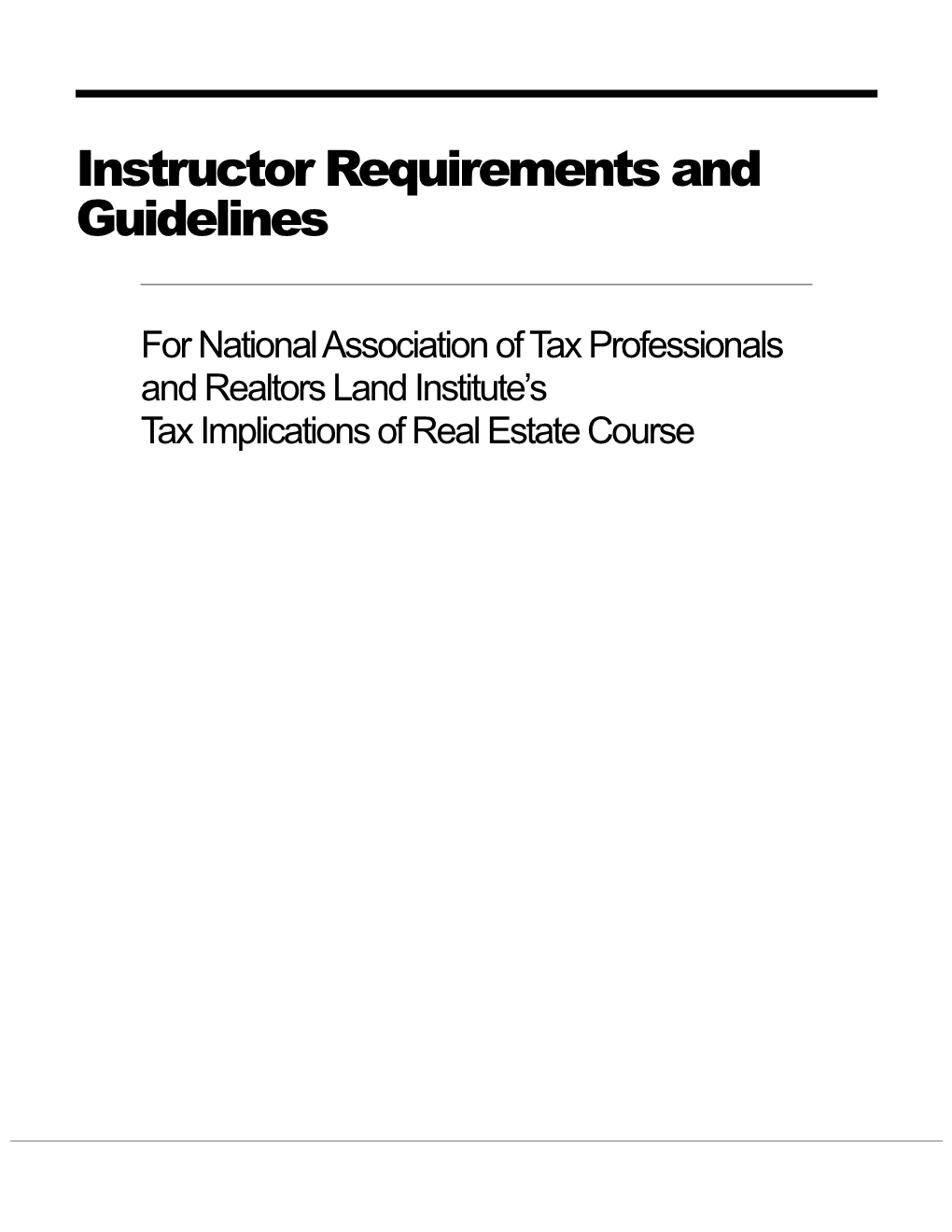 Instructor Requirements and Guidelines