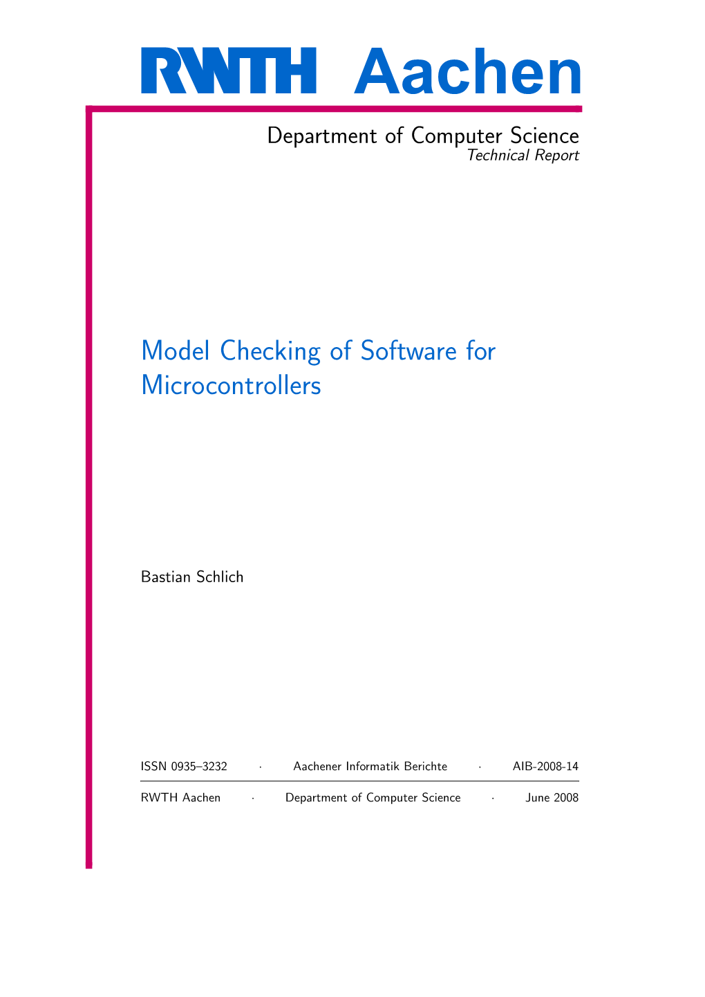 Model Checking of Software for Microcontrollers