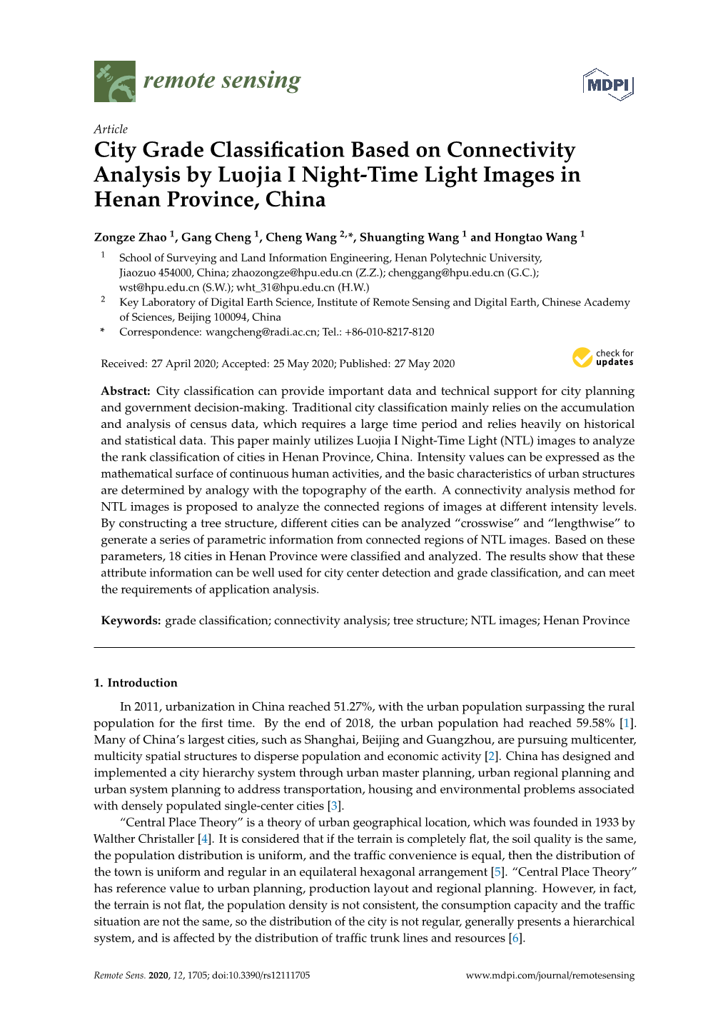 City Grade Classification Based on Connectivity Analysis by Luojia I