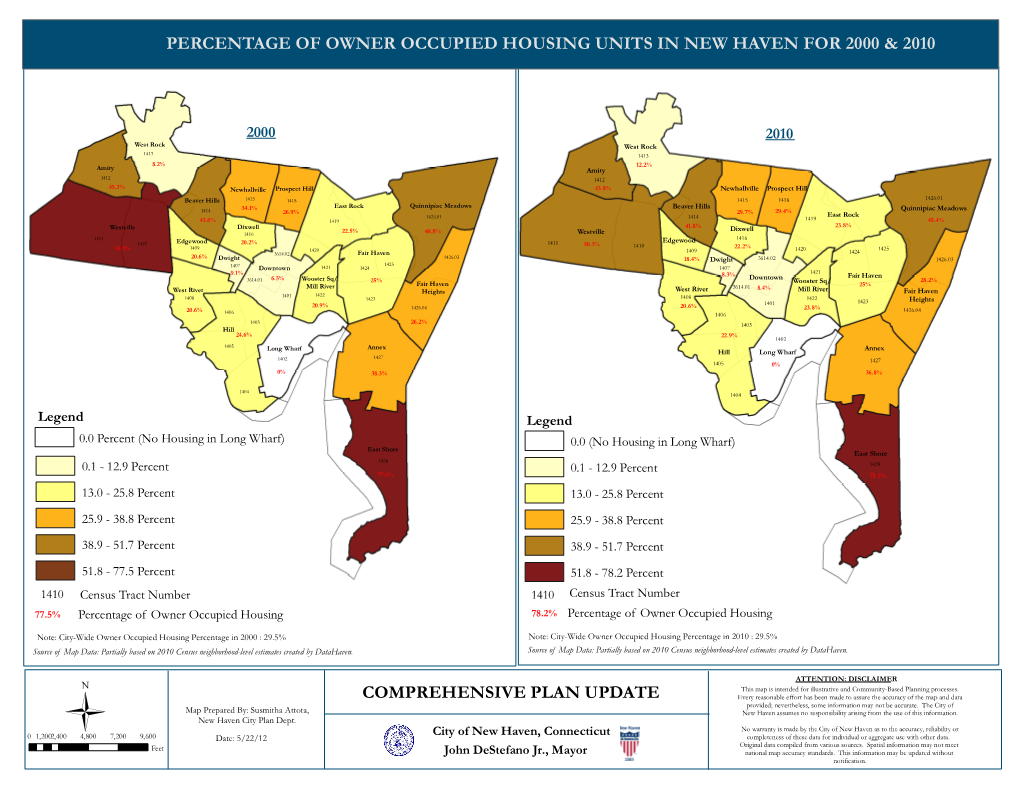 Percentage of Owner Occupied Housing Units in New Haven for 2000 & 2010