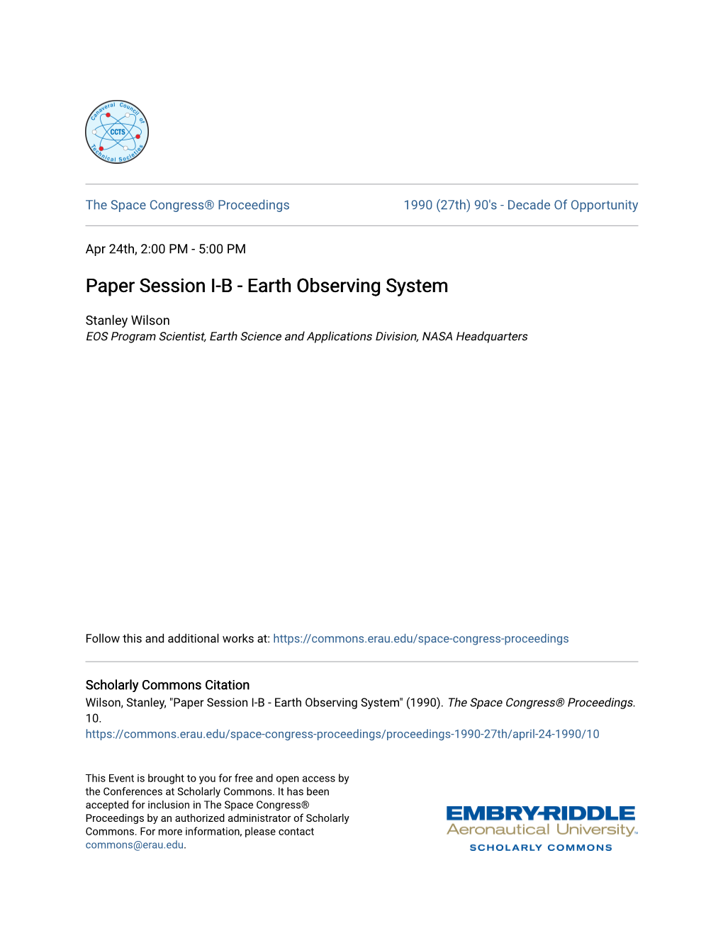 Paper Session IB-Earth Observing System