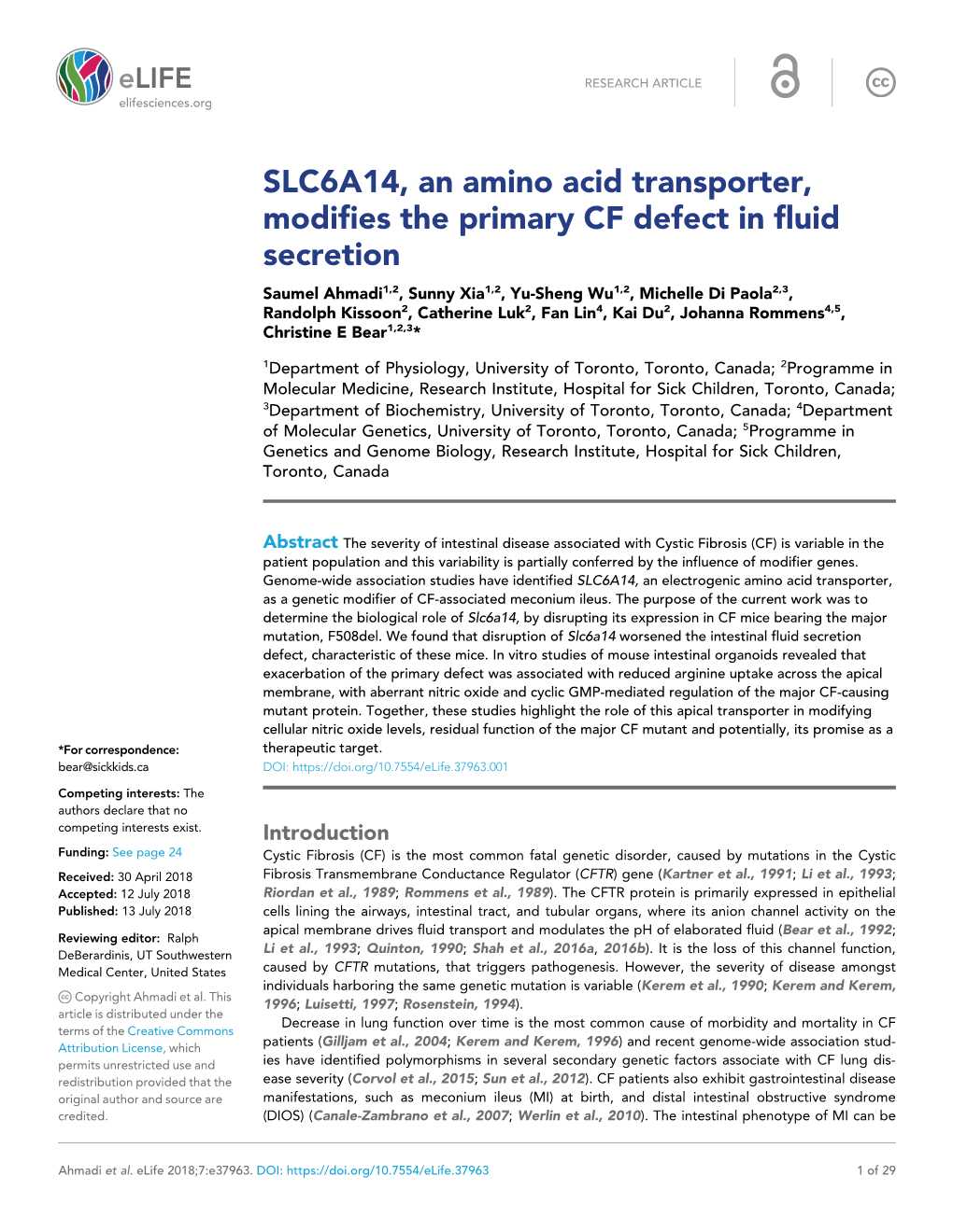 SLC6A14, an Amino Acid Transporter, Modifies the Primary CF Defect In