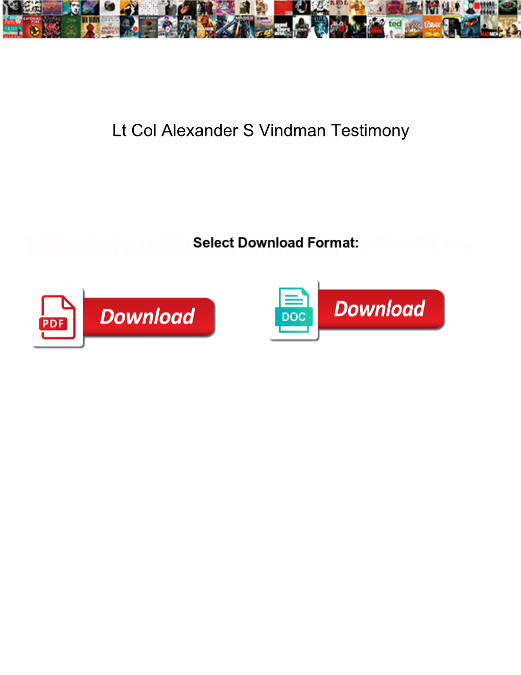 Lt Col Alexander S Vindman Testimony