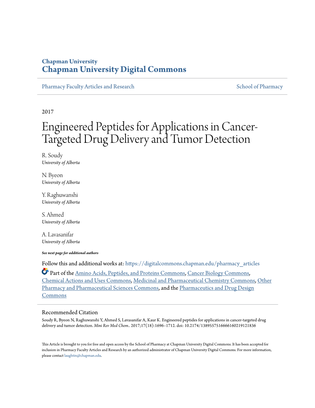 Engineered Peptides for Applications in Cancer-Targeted Drug Delivery and Tumor Detection