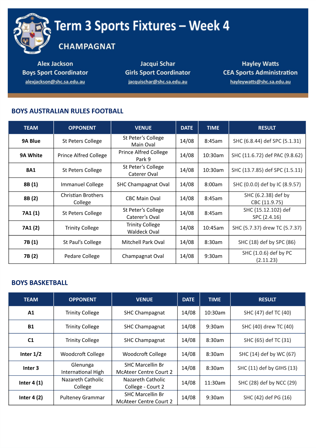 Boys Australian Rules Football