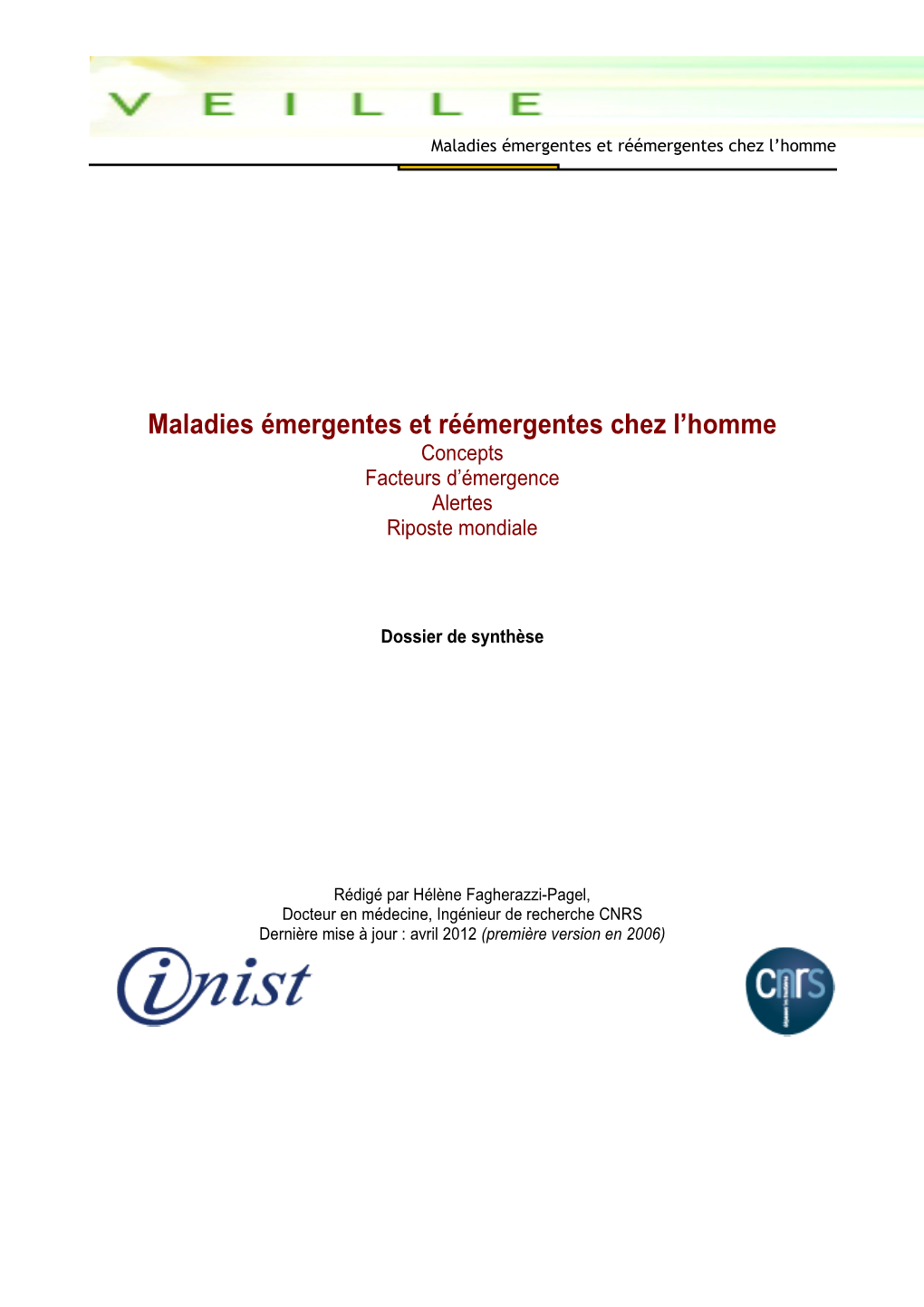 Maladies Émergentes Et Réémergentes Chez L’Homme