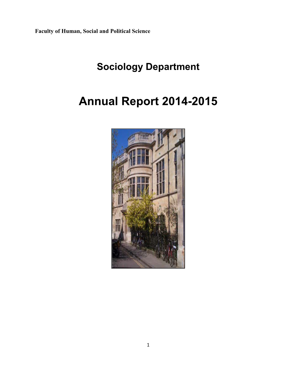 2014-2015 Department of Sociology Annual Report