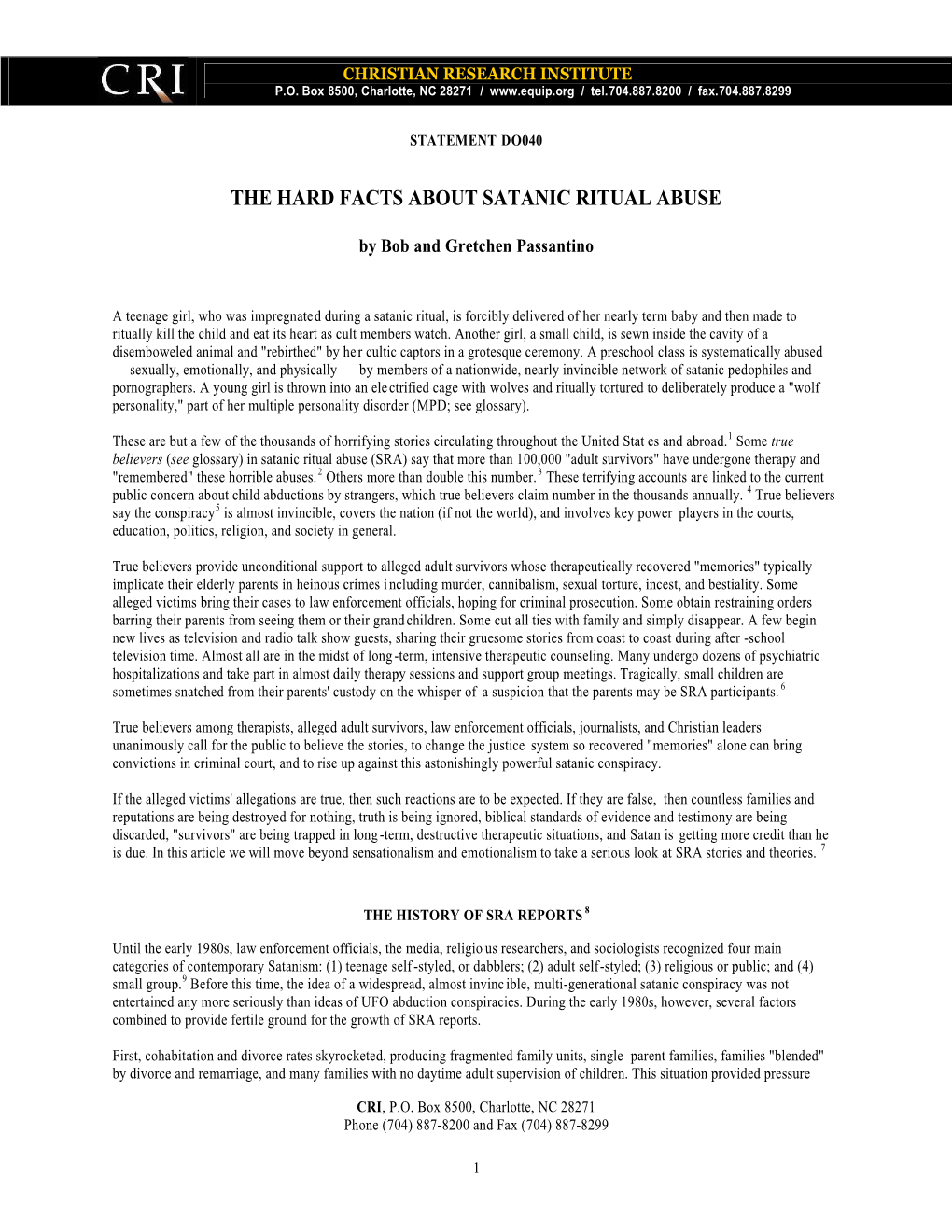 The Hard Facts About Satanic Ritual Abuse