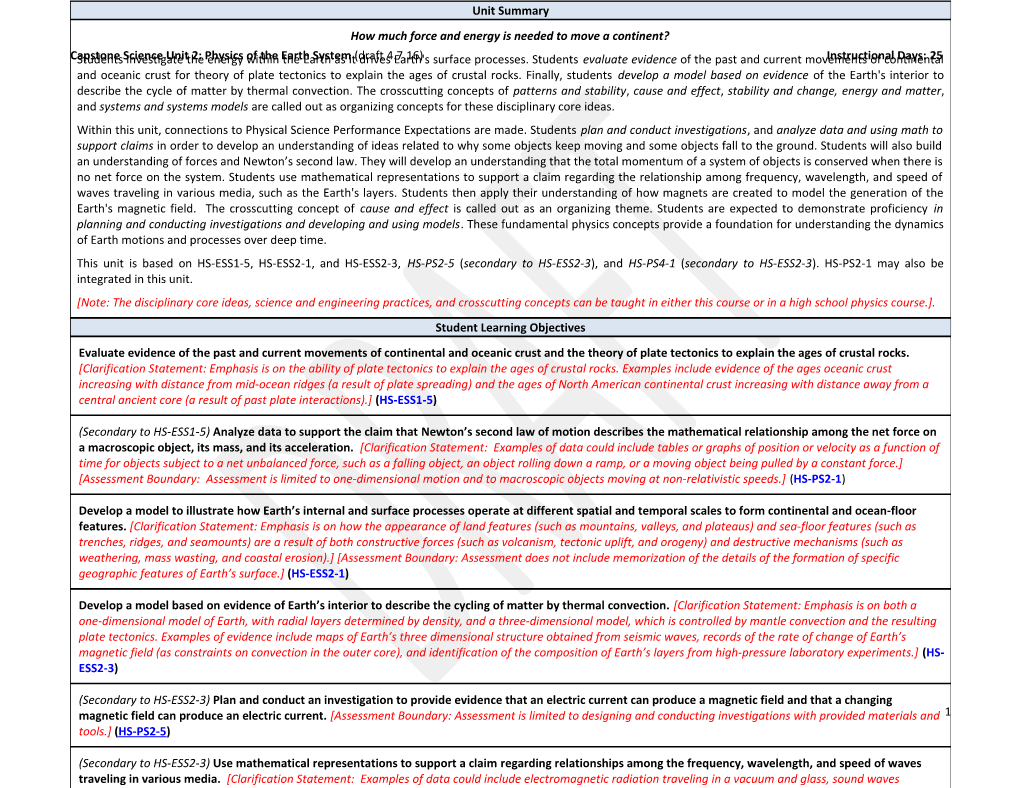 Physics Unit 5 the Physics of the Geosphere