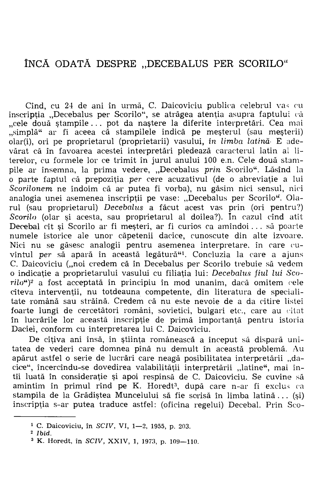 Încă Odată Despre „Decebalus Per Scorilo