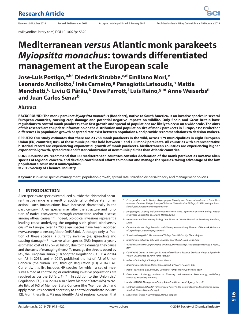 Mediterranean Versus Atlantic Monk Parakeets Myiopsitta Monachus