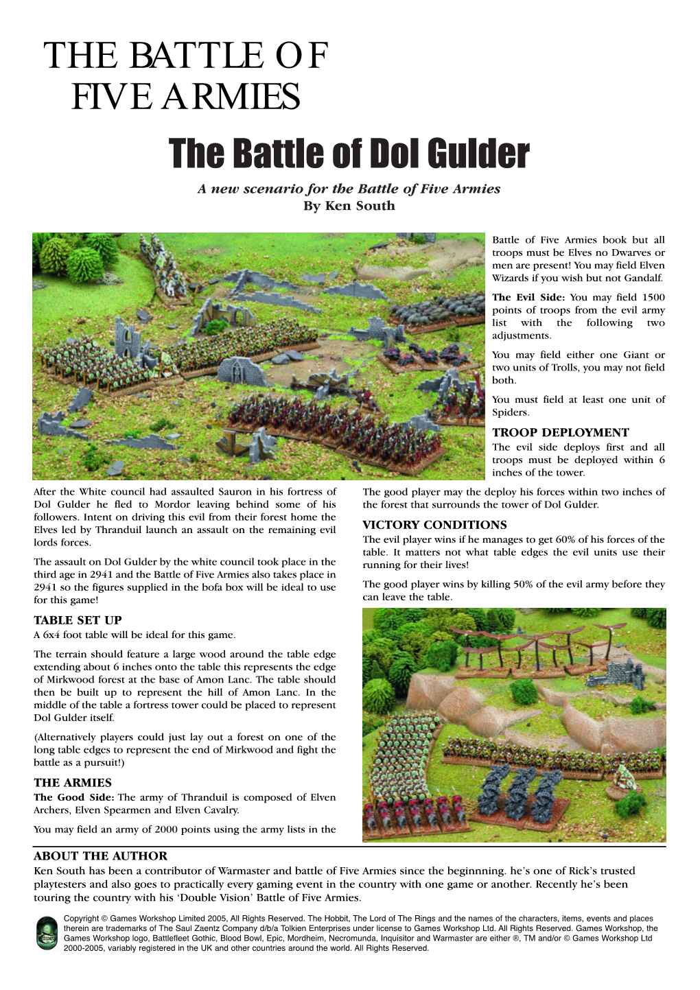 THE BATTLE of FIVE ARMIES the Battle of Dol Gulder a New Scenario for the Battle of Five Armies by Ken South