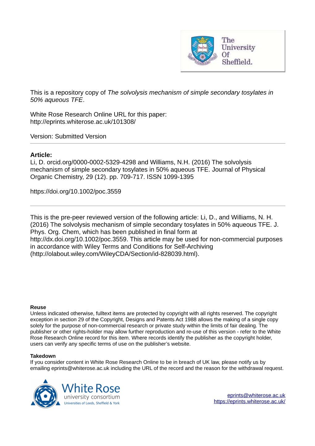 The Solvolysis Mechanism of Simple Secondary Tosylates in 50% Aqueous TFE