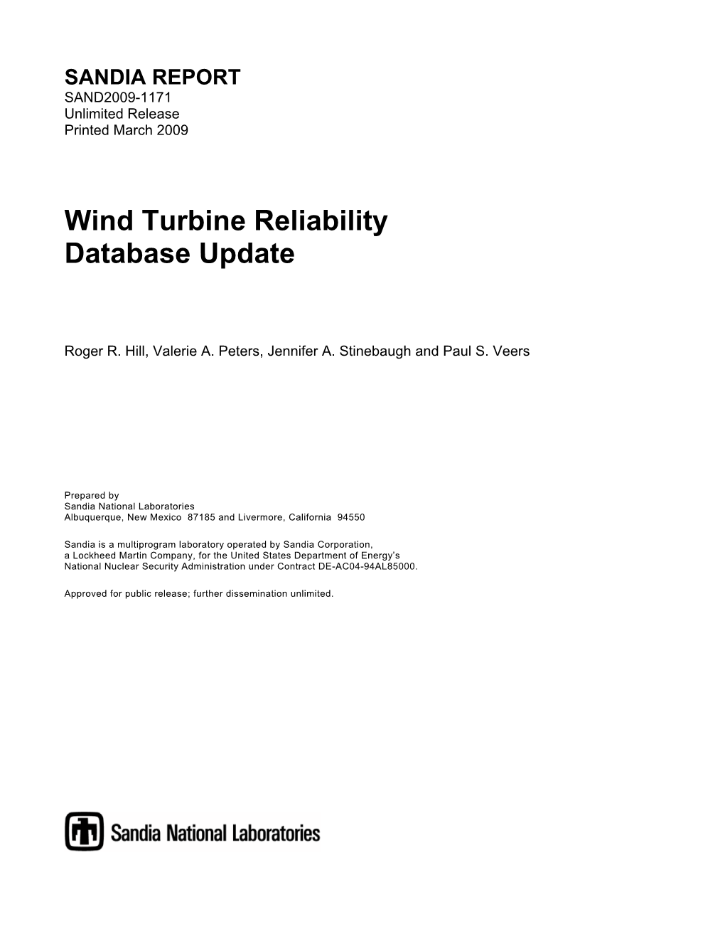 Wind Turbine Reliability Database Update