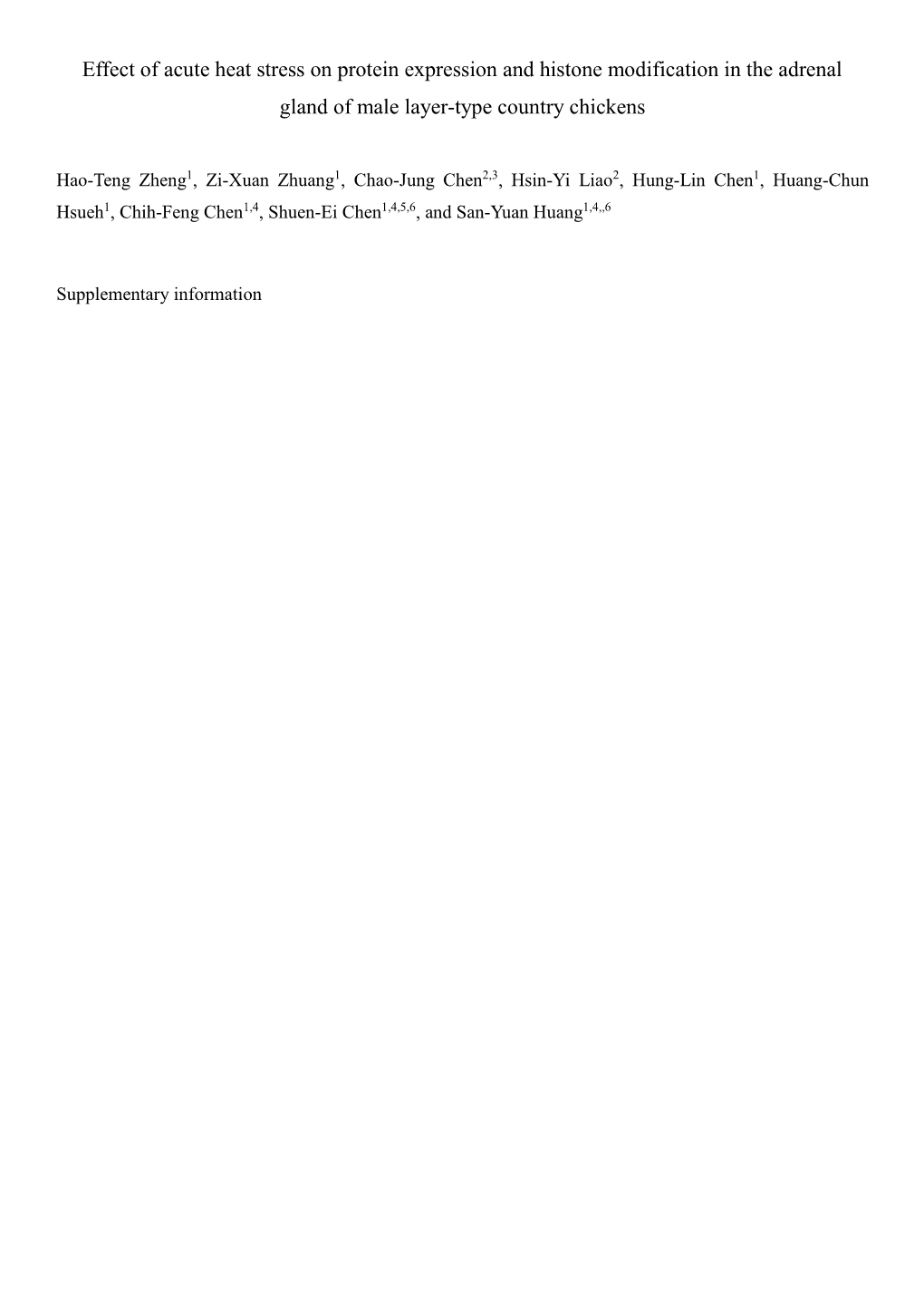 Effect of Acute Heat Stress on Protein Expression and Histone Modification in the Adrenal Gland of Male Layer-Type Country Chickens