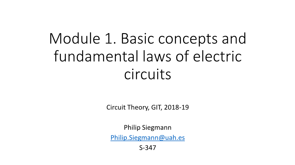 Module 1. Basic Concepts and Fundamental Laws of Electric Circuits