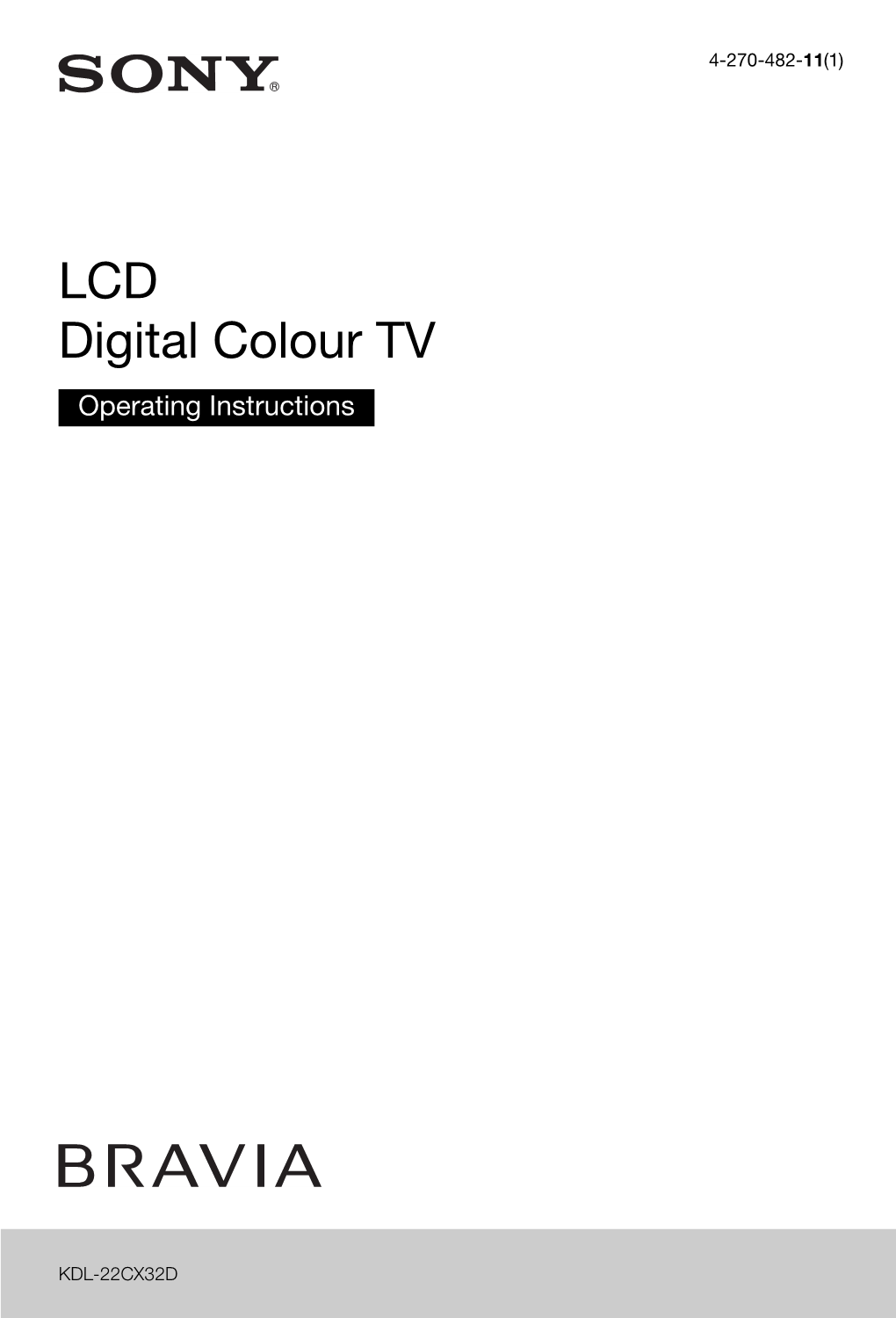 LCD Digital Colour TV Operating Instructions