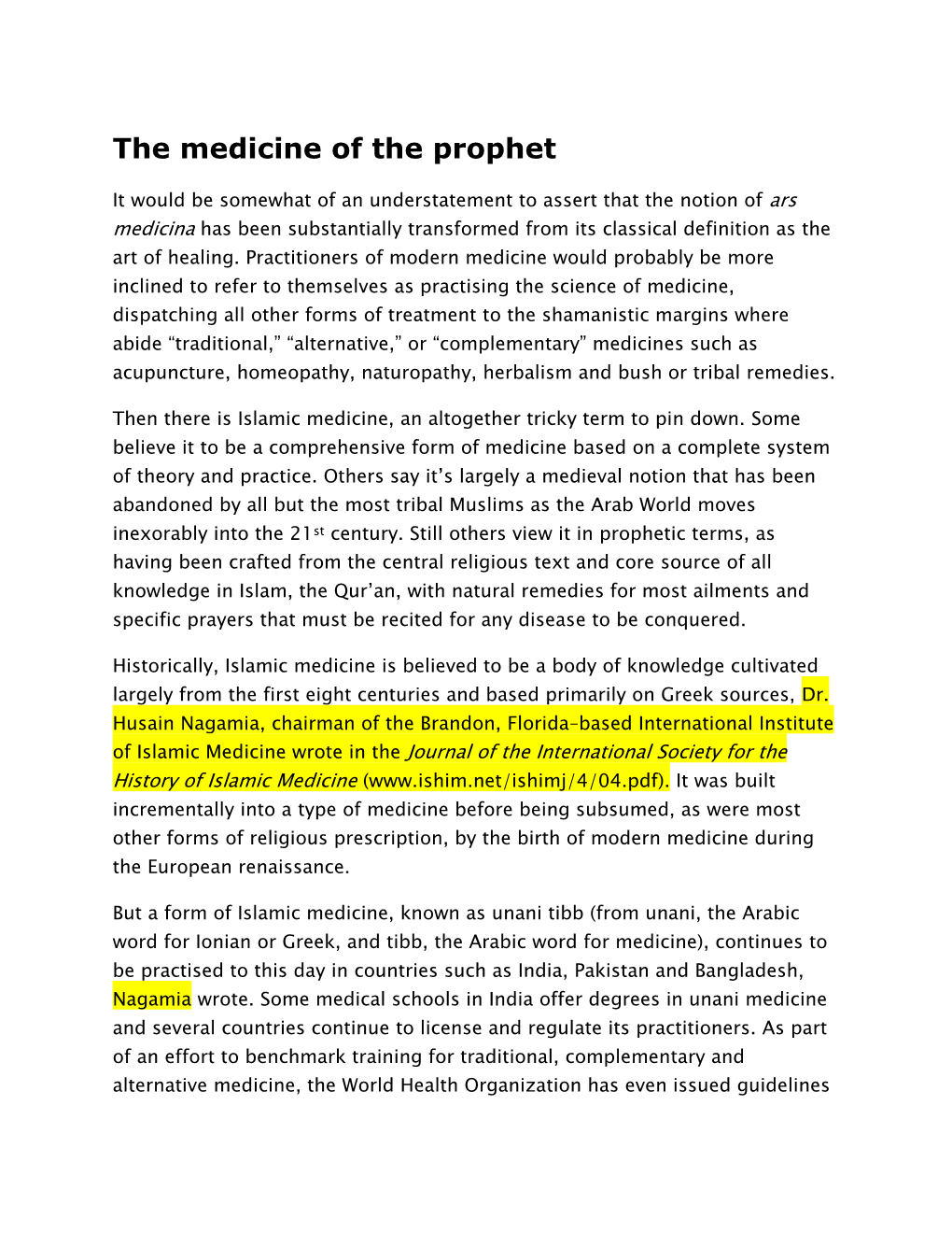 The Medicine of the Prophet