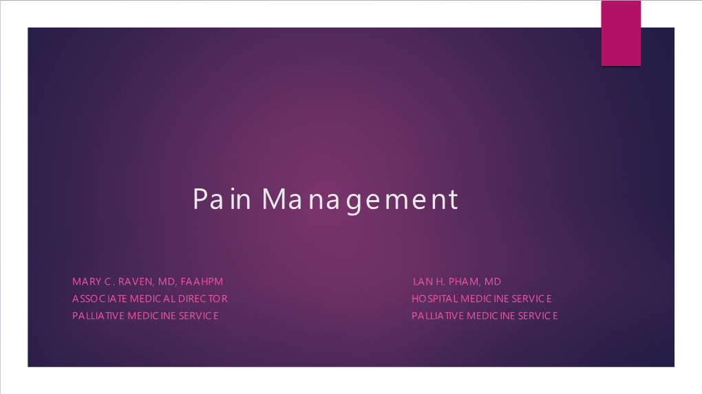 Essentials of Pain Management